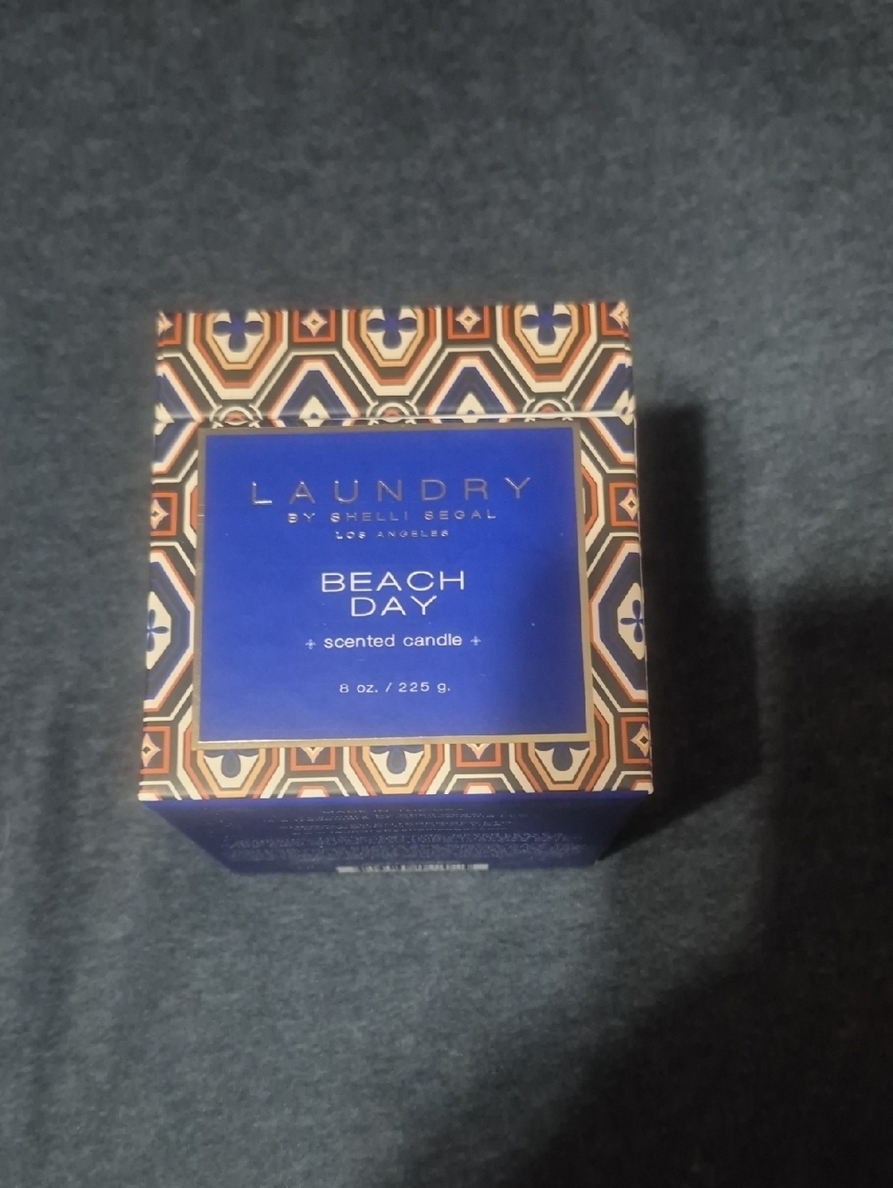 Laundry By Shelli Segal Beach Day Scented Candle - Blue & Brown Pattern